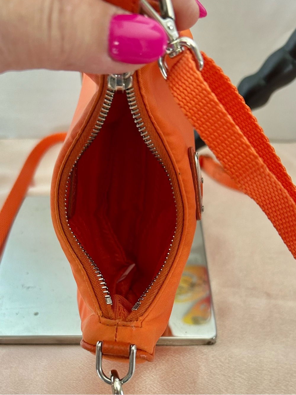 Auth. Prada Orange Tessuto Nylon MINI Bag - Picture 9 of 15